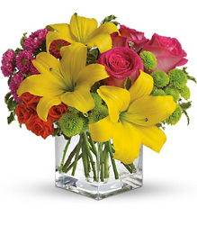 Teleflora's Sunsplash- Bright Cube  from Olney's Flowers of Rome in Rome, NY